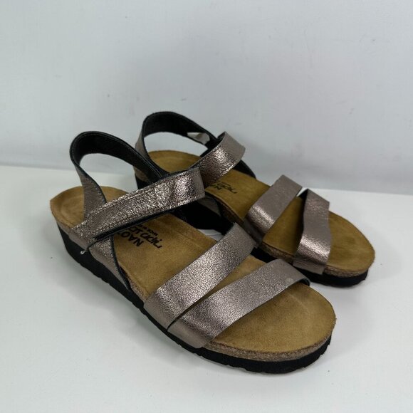 Naot Kayla Striped Sandal Pink / Gold Leather , Sz 38 / US 7 - Picture 1 of 15